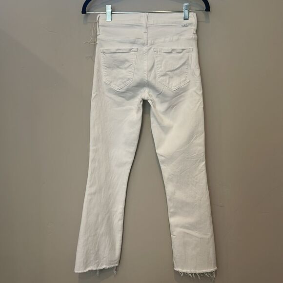 MOTHER The Insider Crop Step Fray White Jeans Fairest of Them All Sz 24